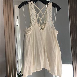 Free people cream criss cross tank